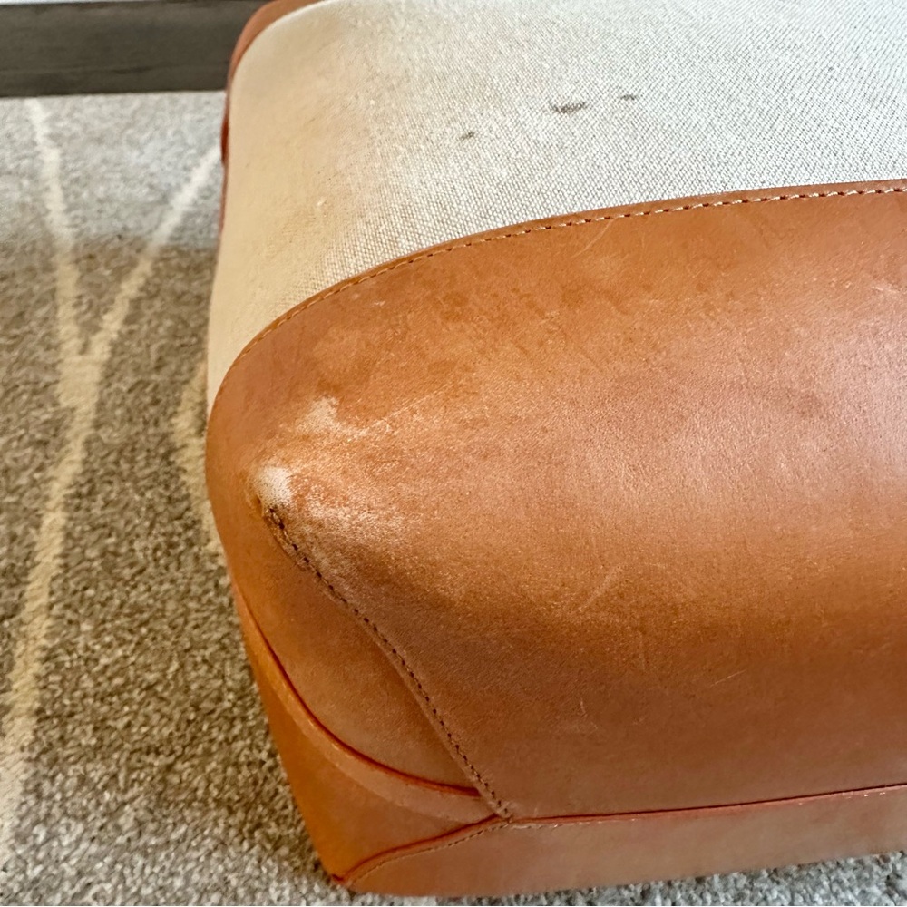 Mansur Gavriel Everyday Linen and Leather Canvas Bucket Bag in Tan - Picture 7 of 11